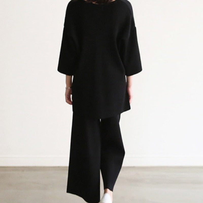 Relaxed Smooth Fabric Homewear Set Top and Pants