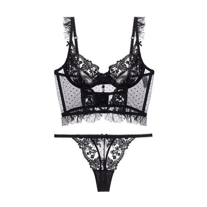 Lace Floral Embroidered Bra and Panties Set