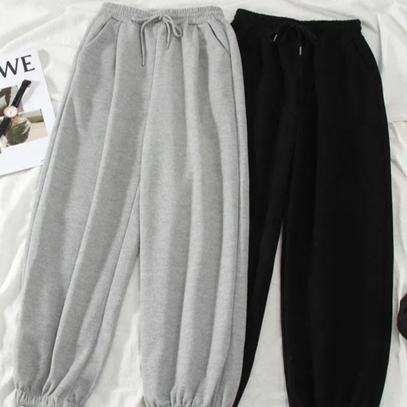 Jogger Pants Tie Waist Pockets Cuffs Smooth Fabric