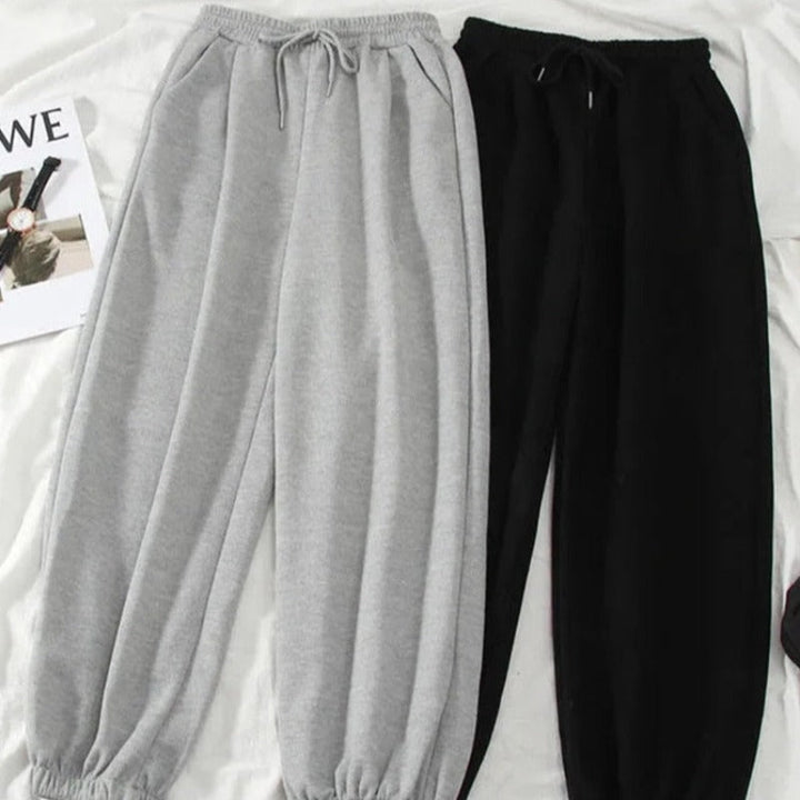 Jogger Pants Tie Waist Pockets Cuffs Smooth Fabric