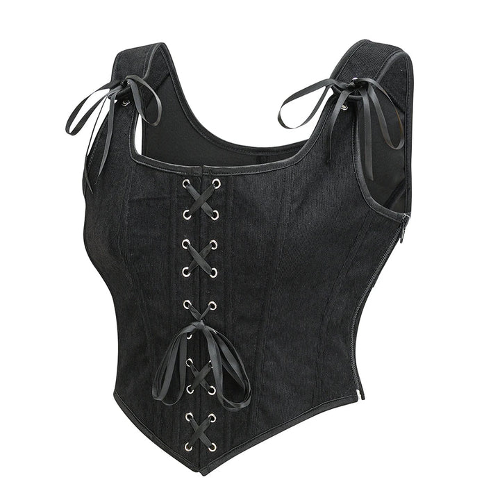 Zip-Up Velvet Lace-Up Figure-Flattering Corset