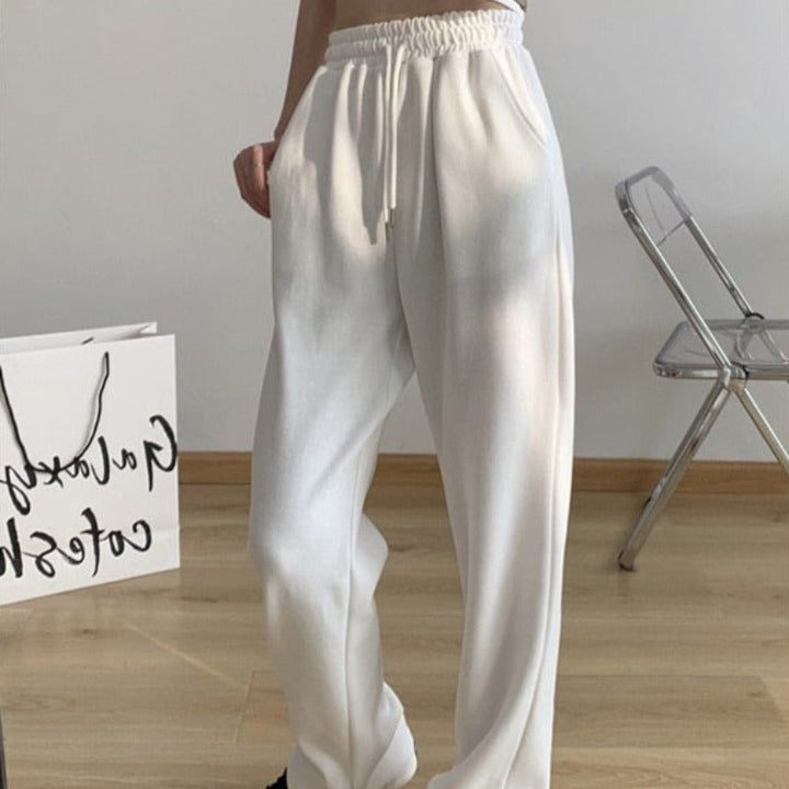 Jogger Straight-Leg Pants Tie Belt Side Pockets