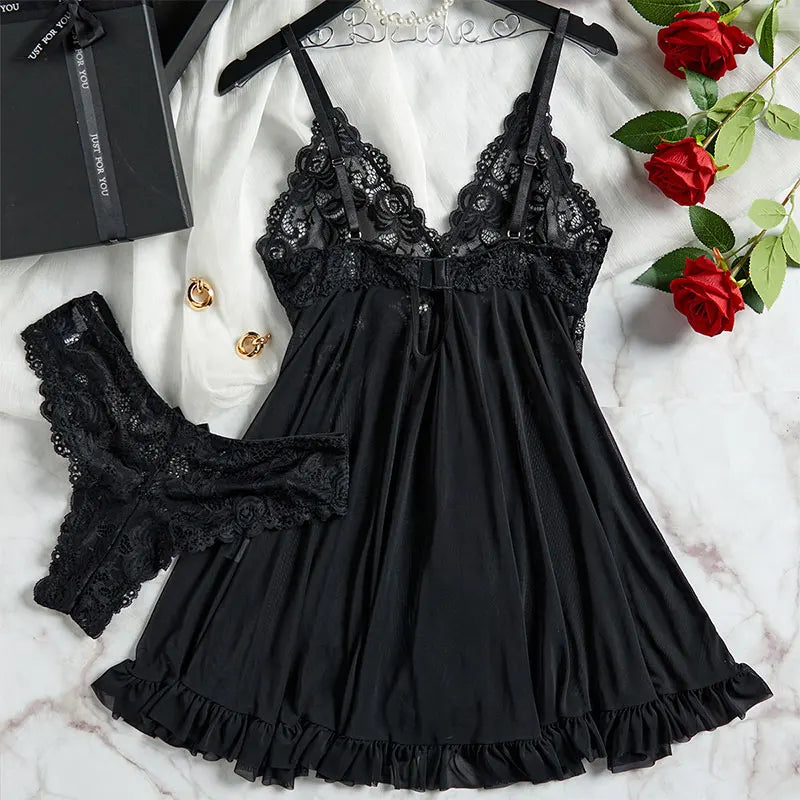 Lace Nightgown and Panties Lingerie Set
