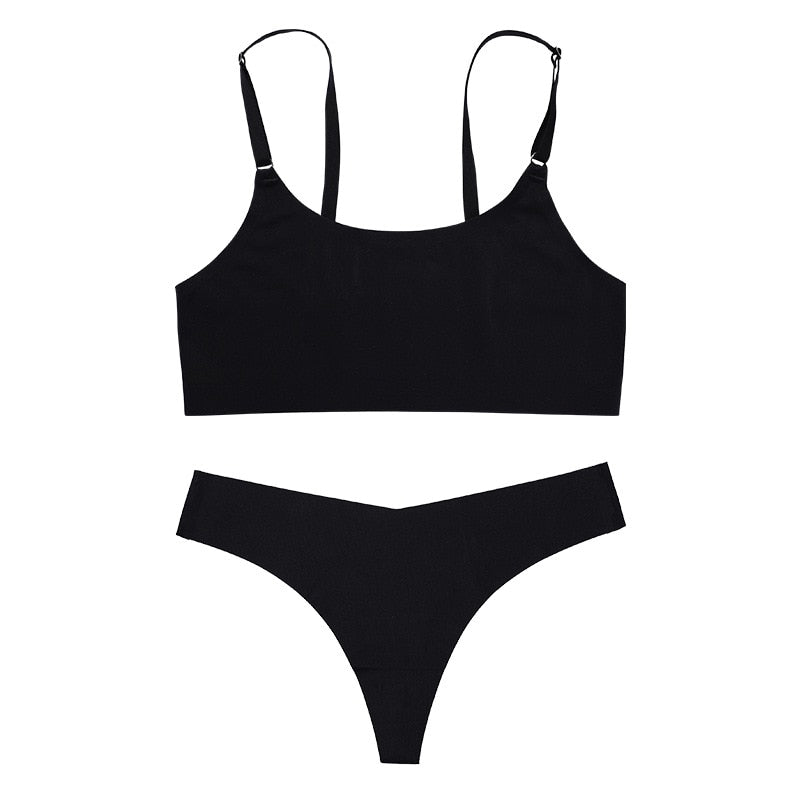 Seamless Satin Adjustable Lingerie Set