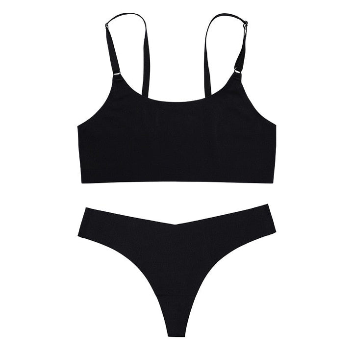 Seamless Satin Adjustable Lingerie Set