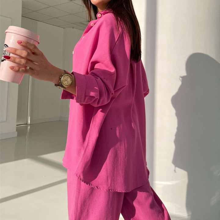 Shirt and Long Pants Smooth Fabric Homewear Set