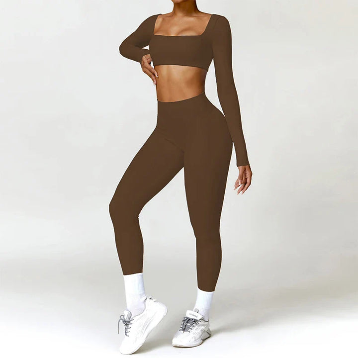 Long-Sleeve Top and High-Waist Leggings Sport Set