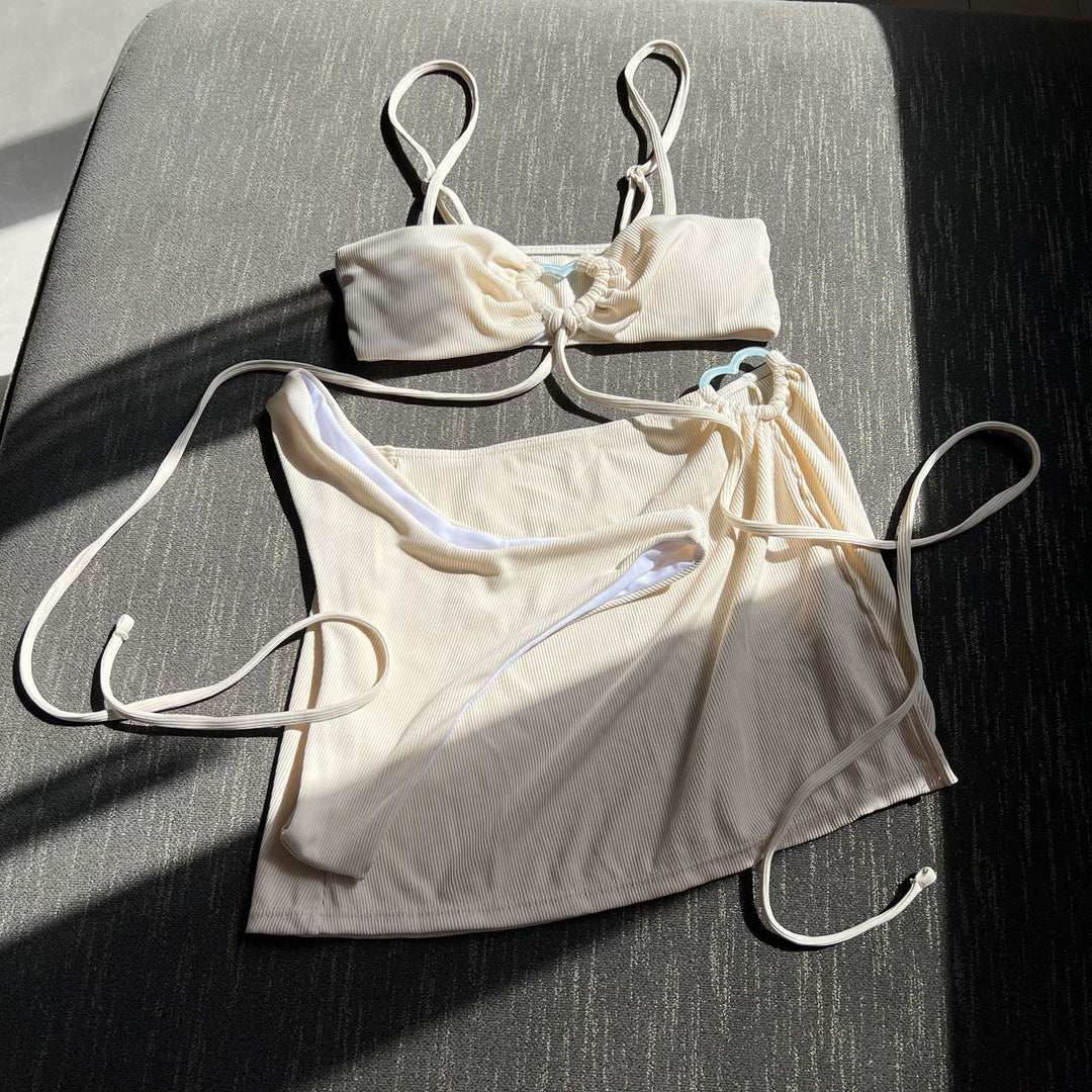 High-Waist Bikini Set with Tie Skirt