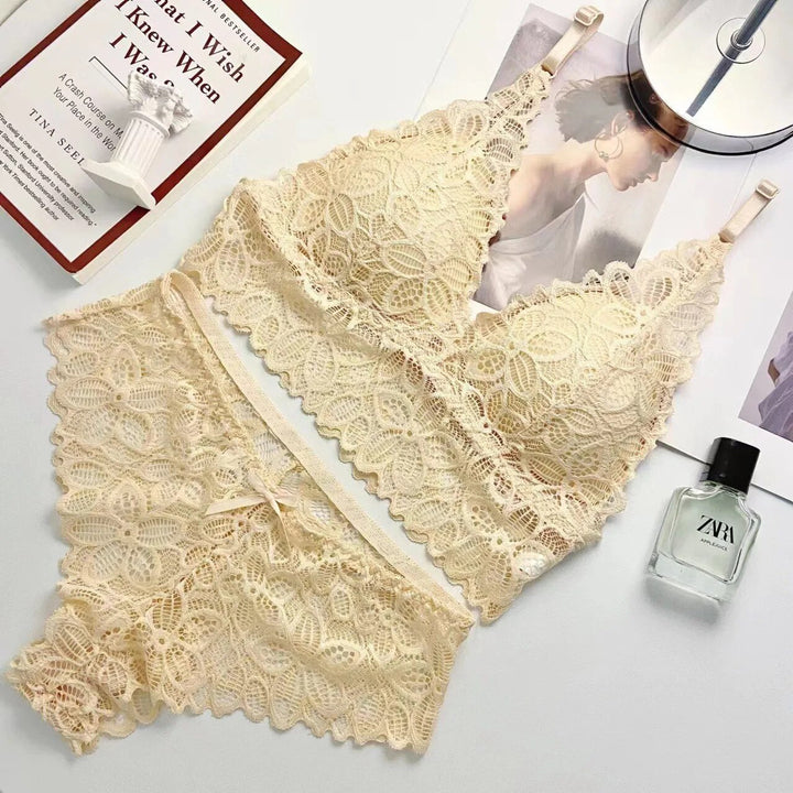 Floral Embroidered Hipster Bra and Panties Set