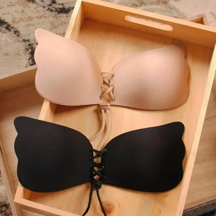 Pull-Tie Adhesive Seamless Strapless Bra