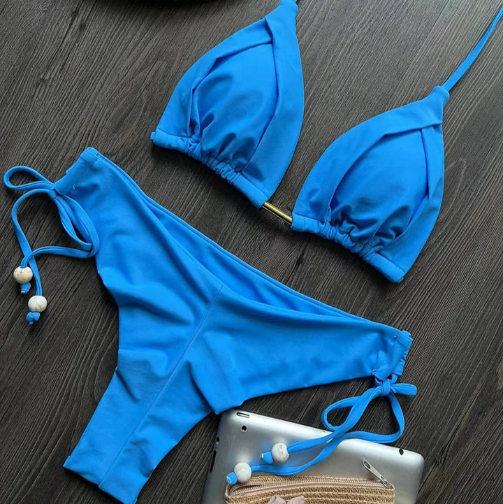 Ruched Tie-Strap Two-Piece Bikini