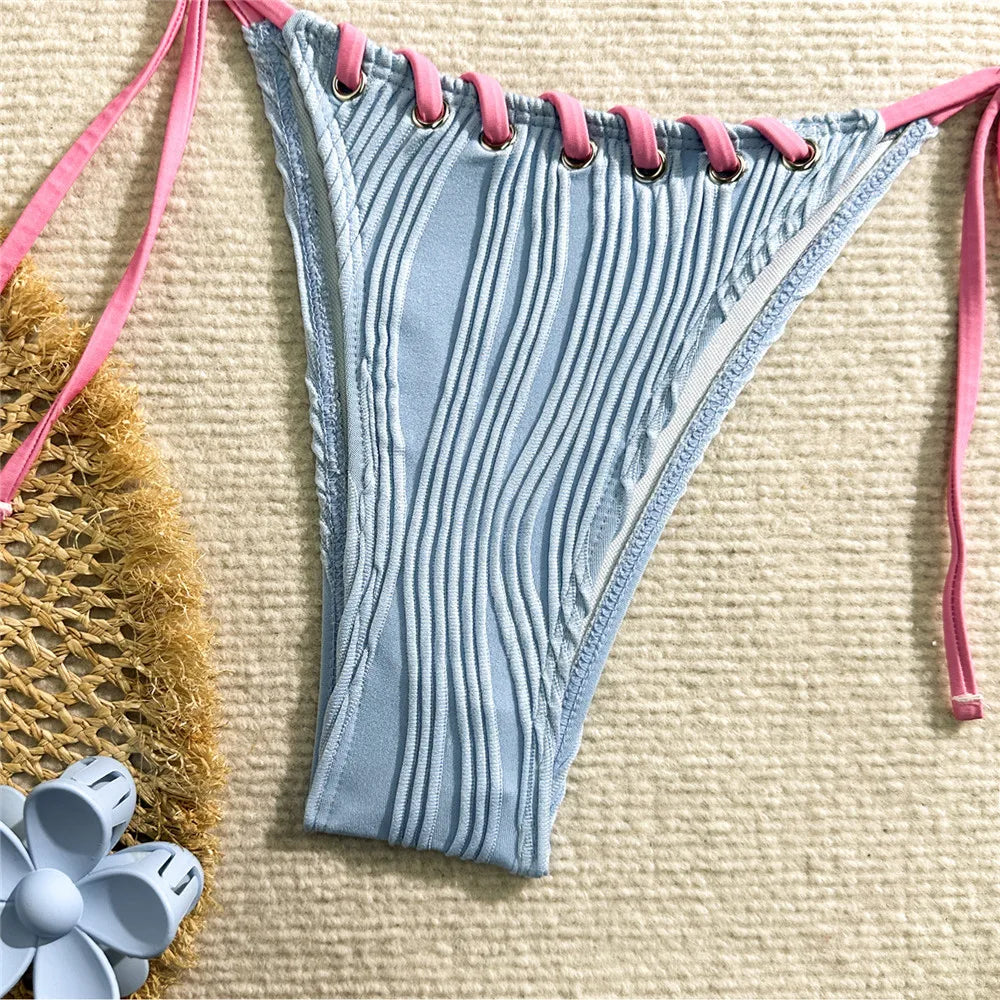 Boho Tie Lace-Up Two-Piece Swimsuit