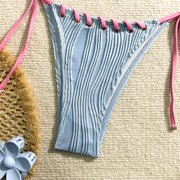Boho Tie Lace-Up Two-Piece Swimsuit