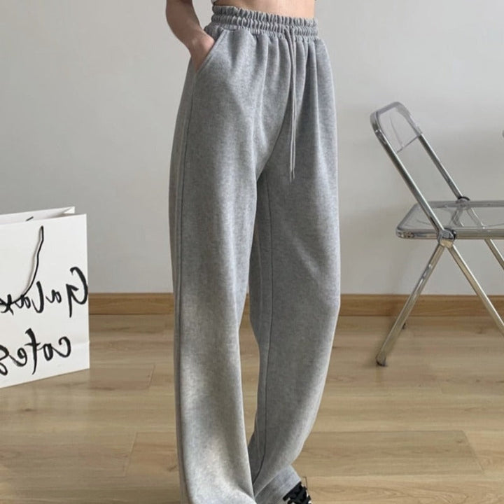 Jogger Straight-Leg Pants Tie Belt Side Pockets