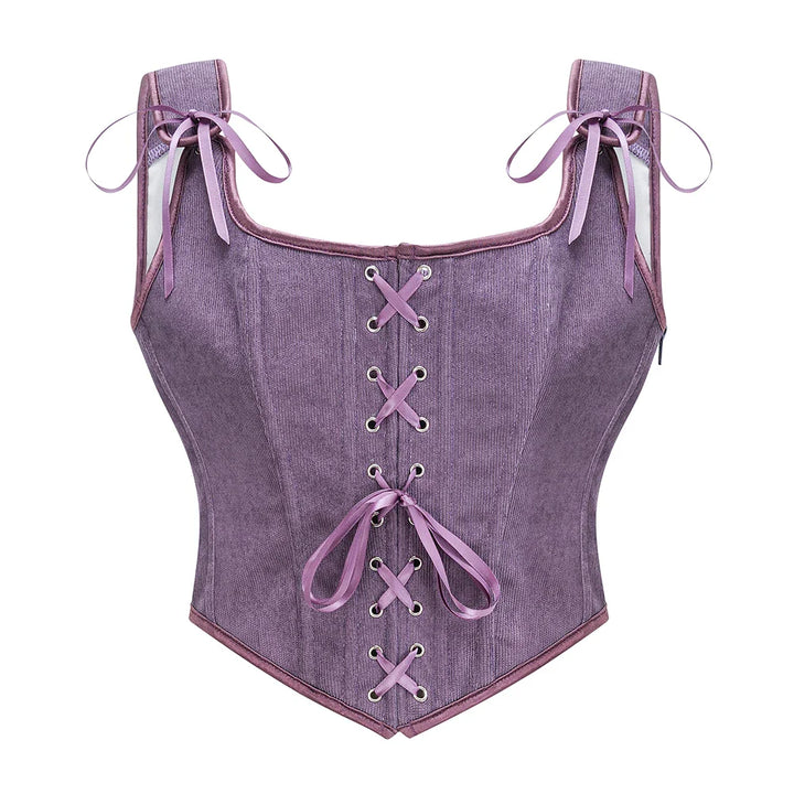 Zip-Up Velvet Lace-Up Figure-Flattering Corset