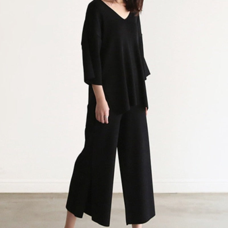 Relaxed Smooth Fabric Homewear Set Top and Pants