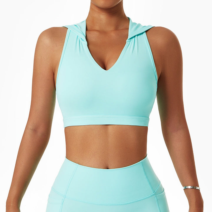 Hooded Sports Crop Top Open Back