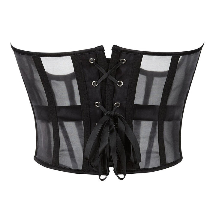 Underbust Zip-Up Back-Lace Mesh Corset