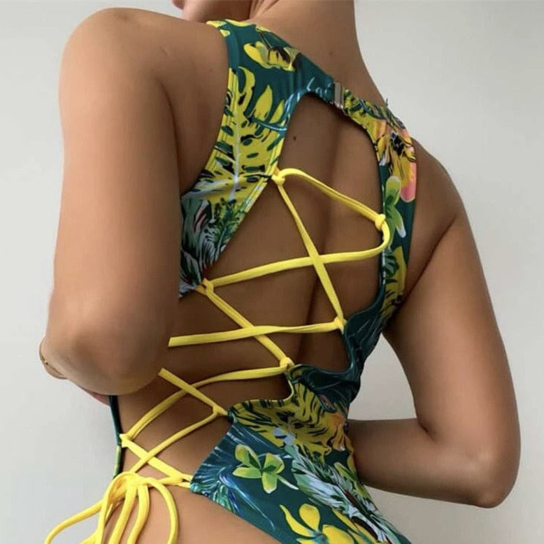 Tie-Detail One-Piece Swimsuit Adjustable Bust