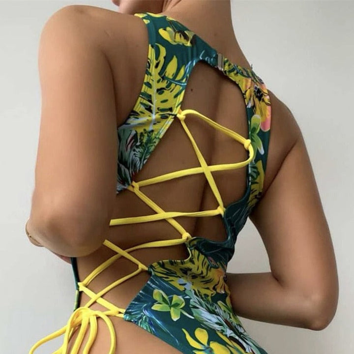 Tie-Detail One-Piece Swimsuit Adjustable Bust