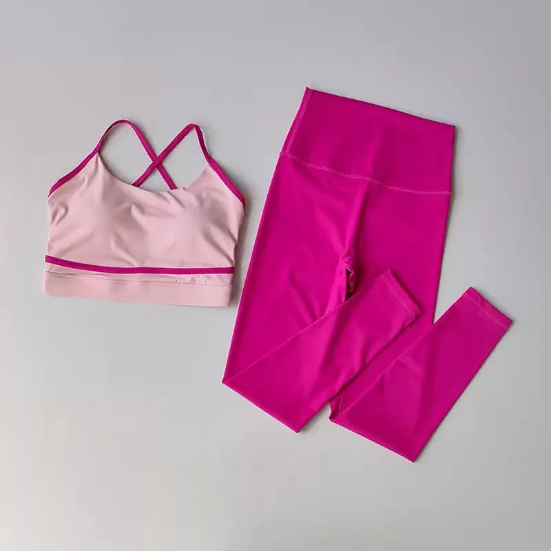 High-Waist Leggings and Sports Bra Workout Set