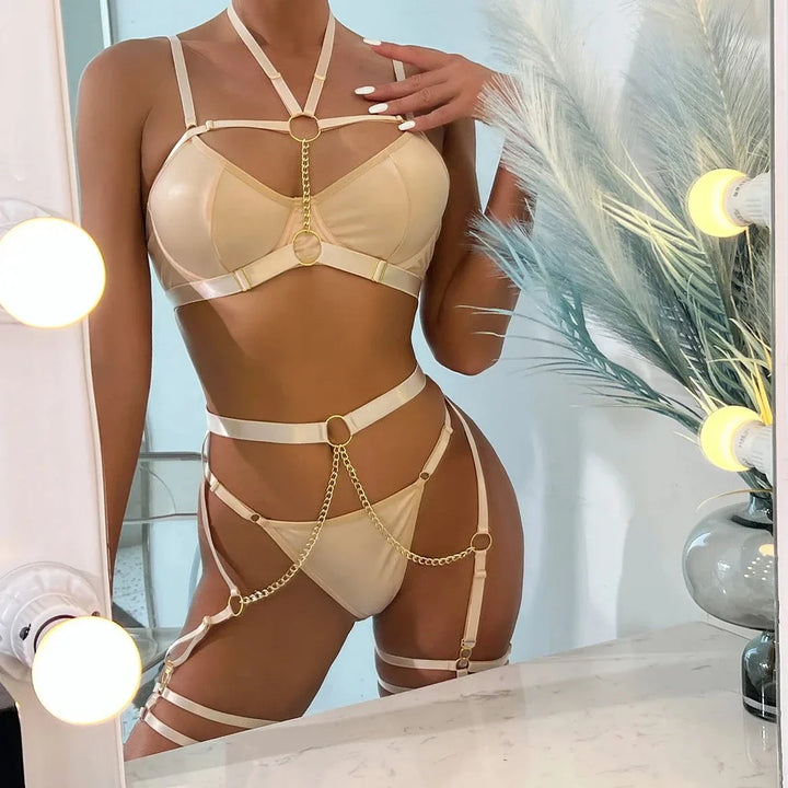 Latex Chain Adjustable Evening Lingerie Set