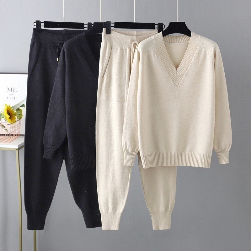 V-Neck Cardigan and Long Pants Soft Homewear Set