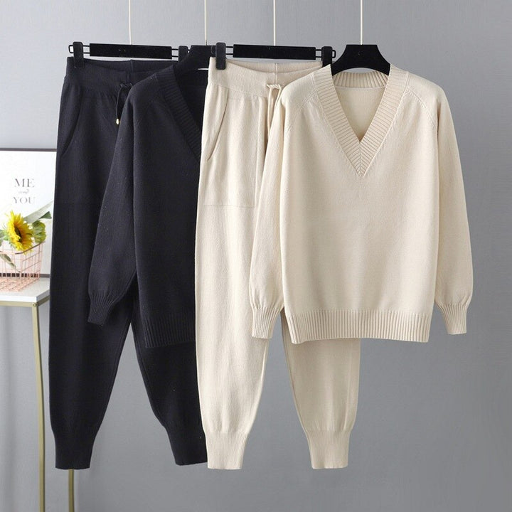 V-Neck Cardigan and Long Pants Soft Homewear Set