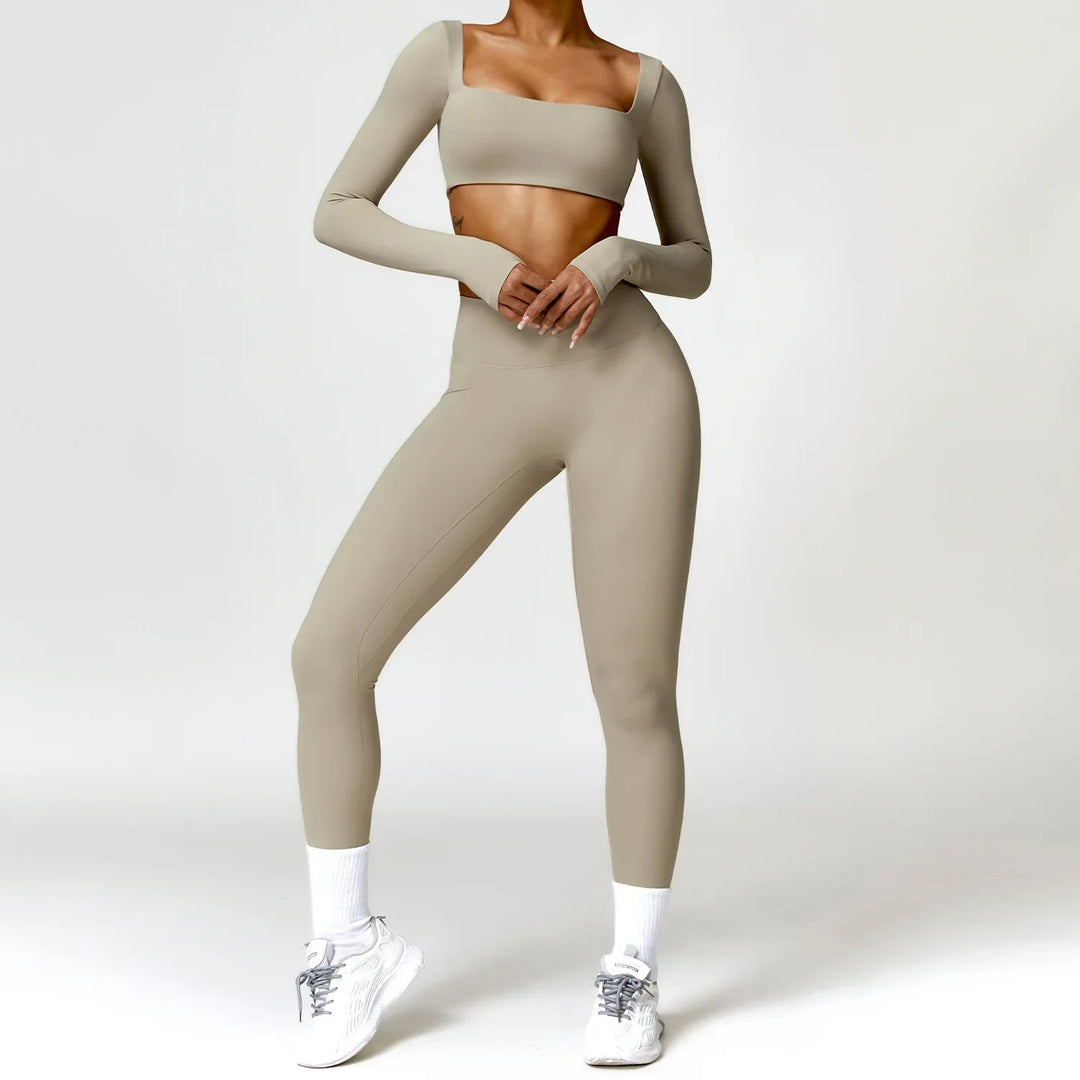 Long-Sleeve Top and High-Waist Leggings Sport Set