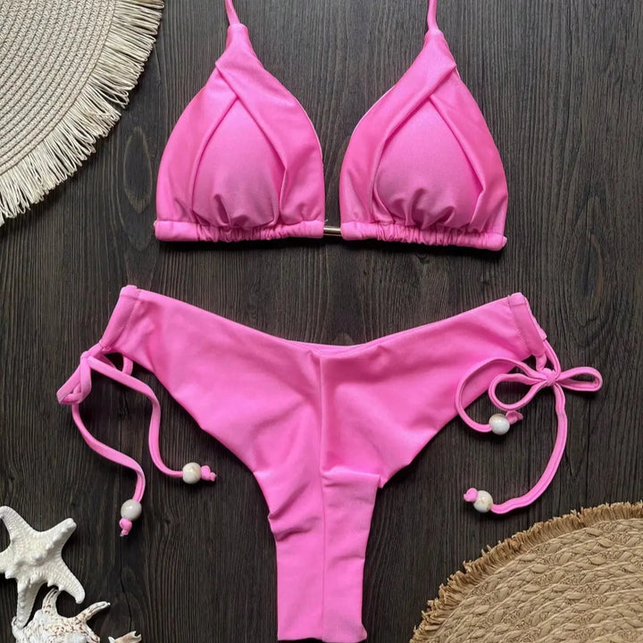 Ruched Tie-Strap Two-Piece Bikini