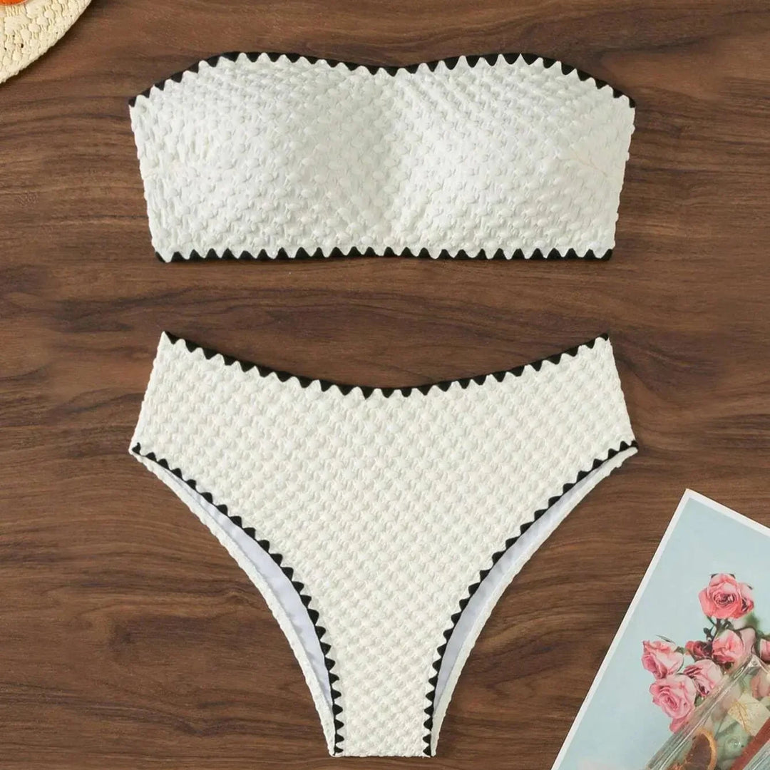 Strapless Textured Figure-Flattering Bikini Set