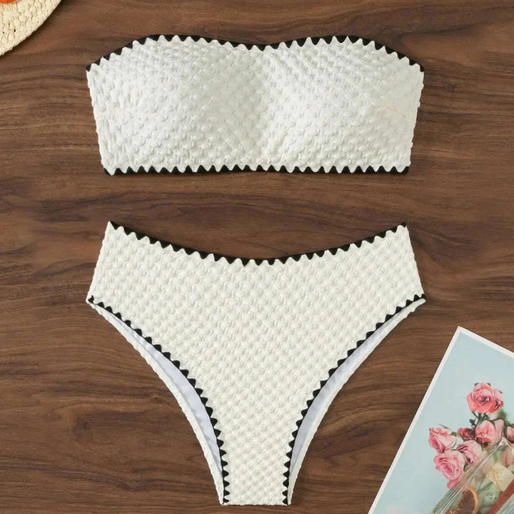 Strapless Textured Figure-Flattering Bikini Set