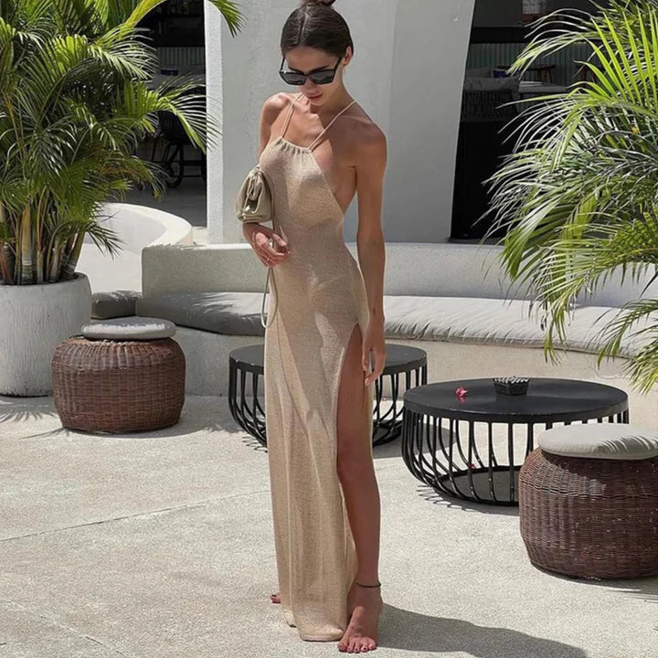 Lightweight Slit Maxi Beach Dress
