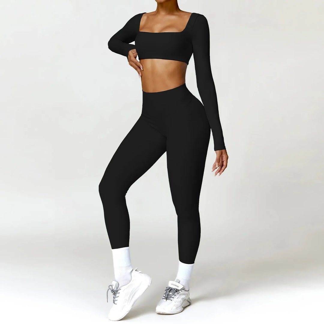 Long-Sleeve Top and High-Waist Leggings Sport Set