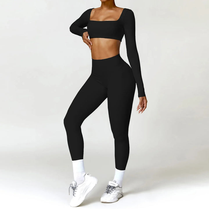 Long-Sleeve Top and High-Waist Leggings Sport Set