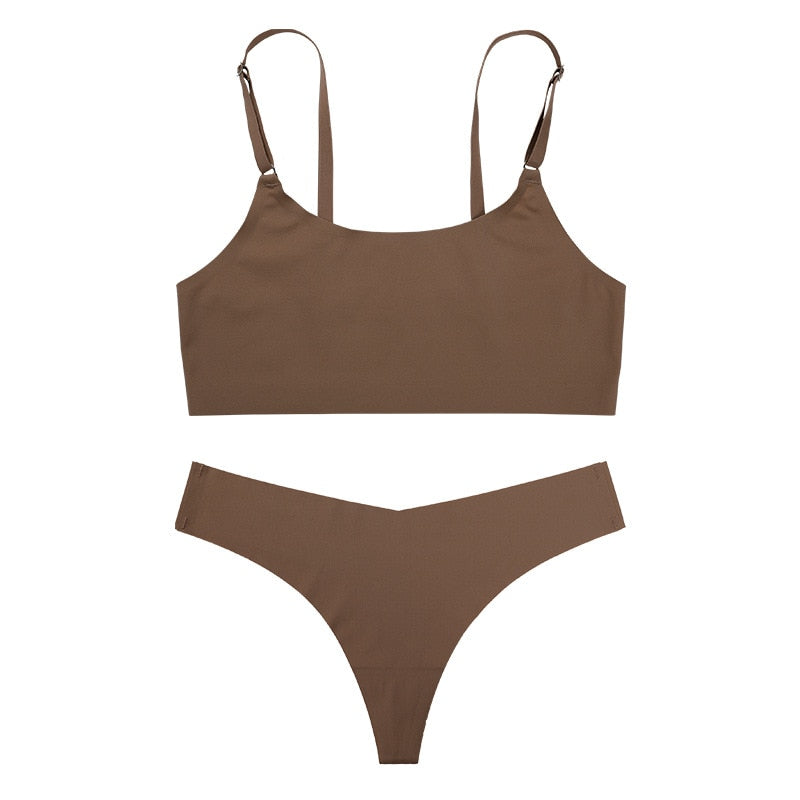 Seamless Satin Adjustable Lingerie Set