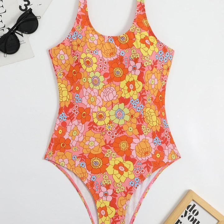 Colourful Slim-Strap One-Piece Swimsuit