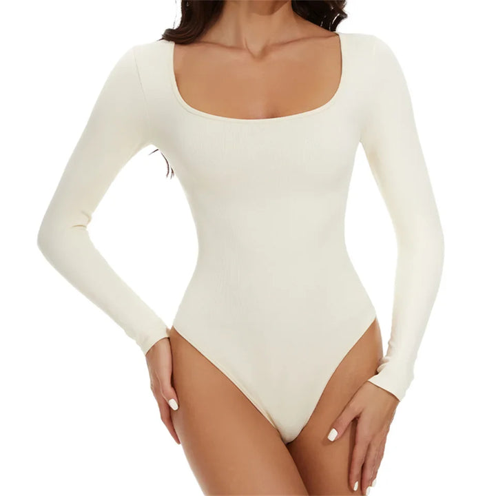 Seamless Long-Sleeve Plus-Size Shaping Bodysuit
