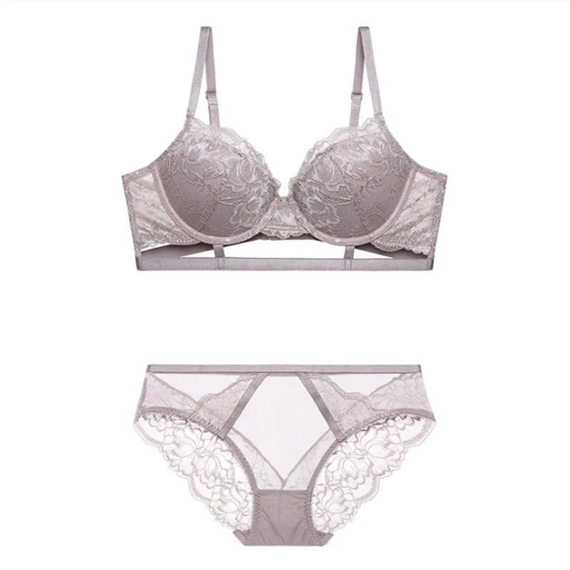 Lace Bustier Bra and Brief Decorative Set