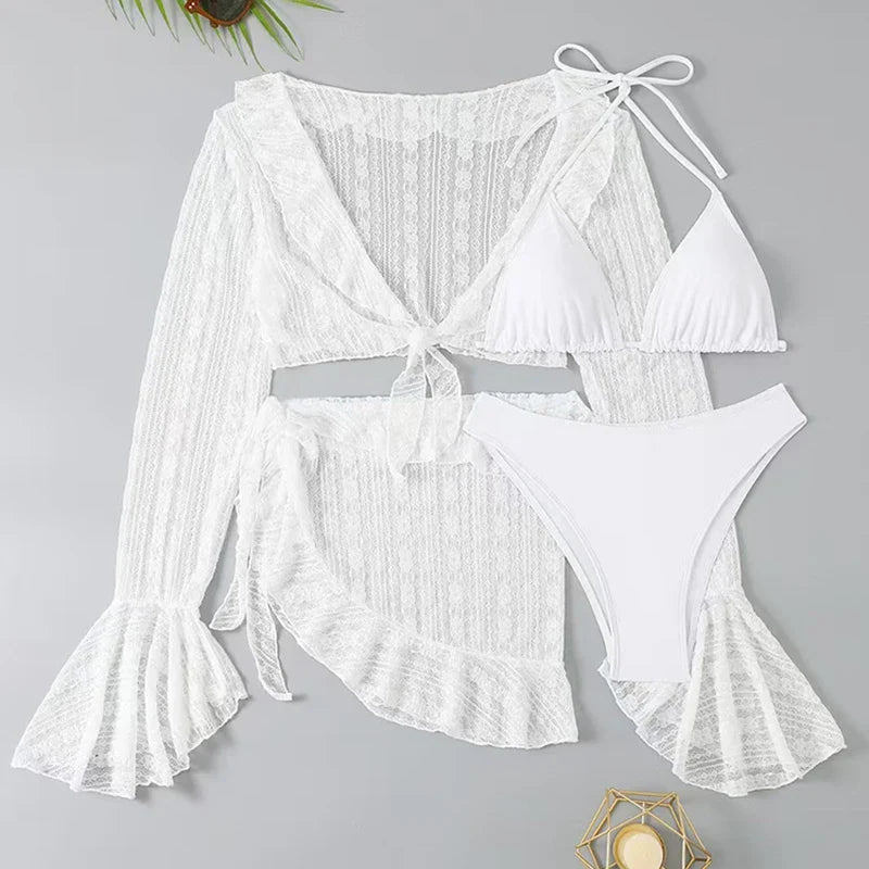 4-Piece Bikini Cover-Up and Skirt Summer Set