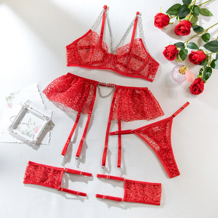 Metallic Print Chain Adjustable Lingerie Set