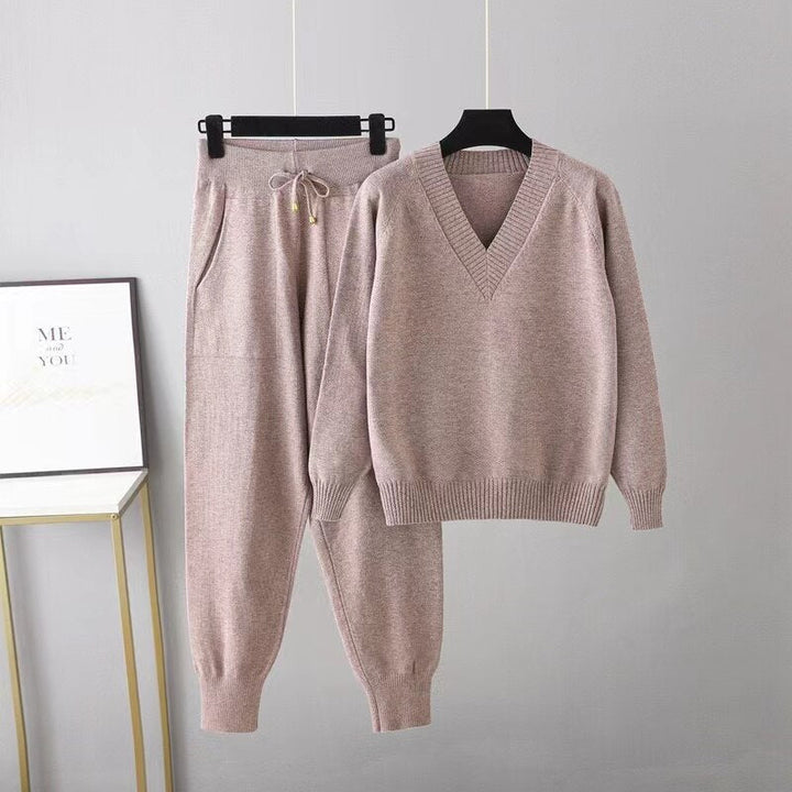 V-Neck Cardigan and Long Pants Soft Homewear Set