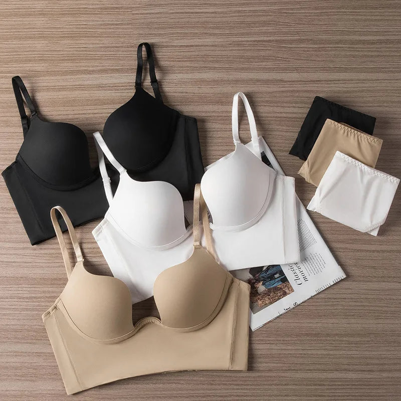 Underwire Plunge Bustier and Brief Lingerie Set