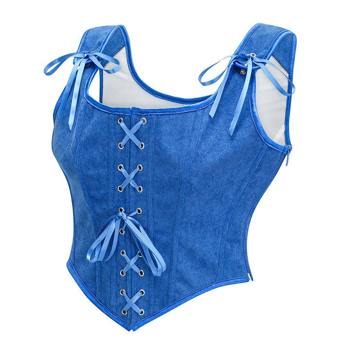 Zip-Up Velvet Lace-Up Figure-Flattering Corset