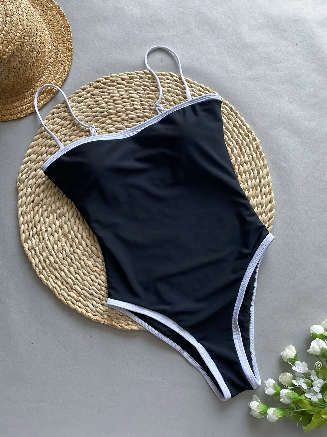 Minimalist Adjustable Strap One-Piece Swimsuit