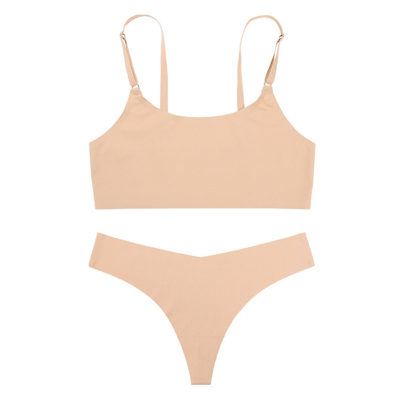Seamless Satin Adjustable Lingerie Set