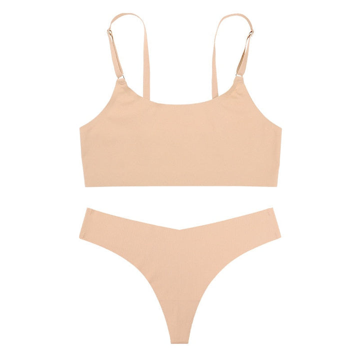 Seamless Satin Adjustable Lingerie Set