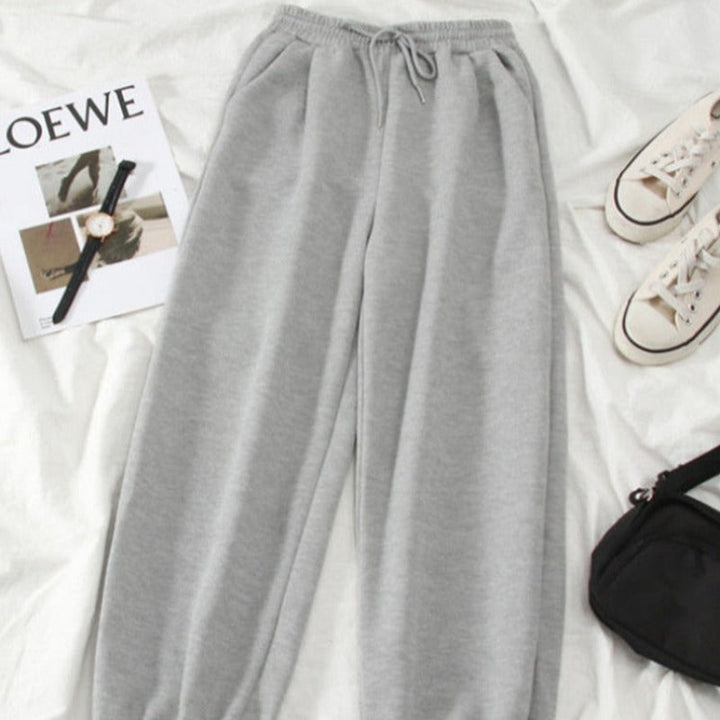 Jogger Pants Tie Waist Pockets Cuffs Smooth Fabric