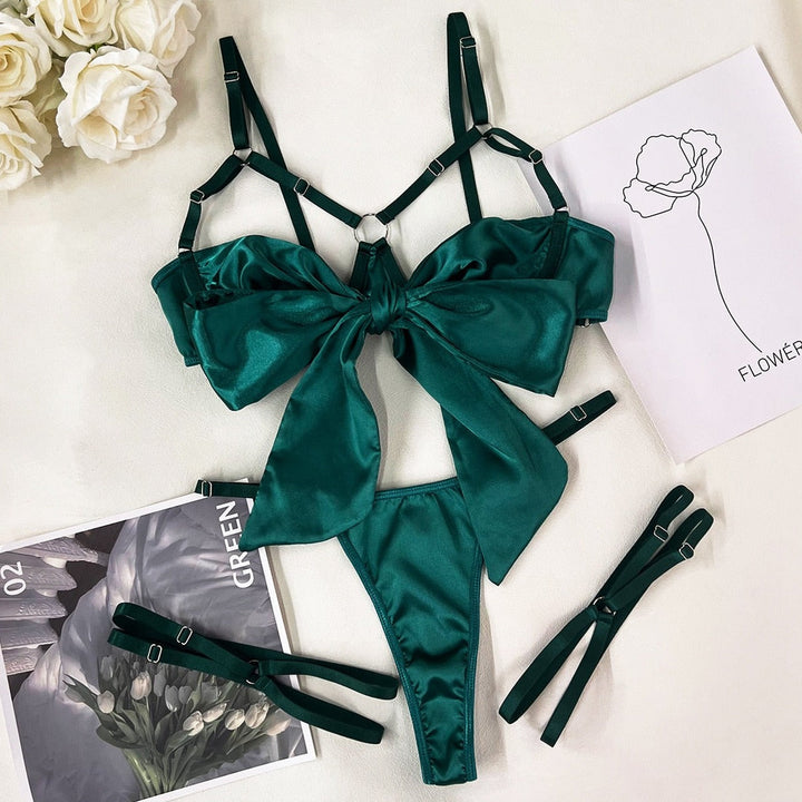 Underwired Bow-Detail Lingerie Set Thong