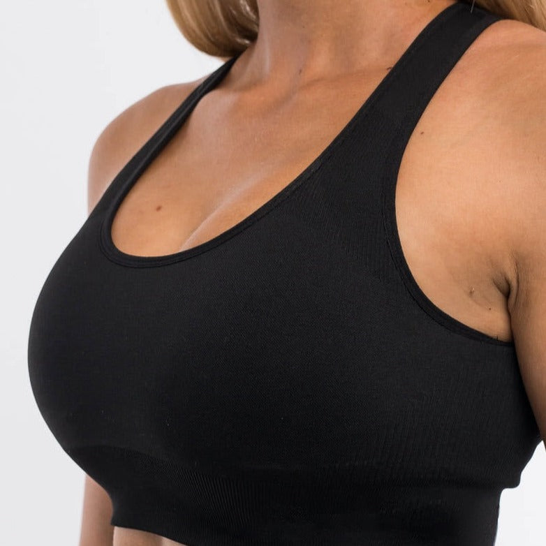Open-Back Sports Bra Double-Layer Wide Straps